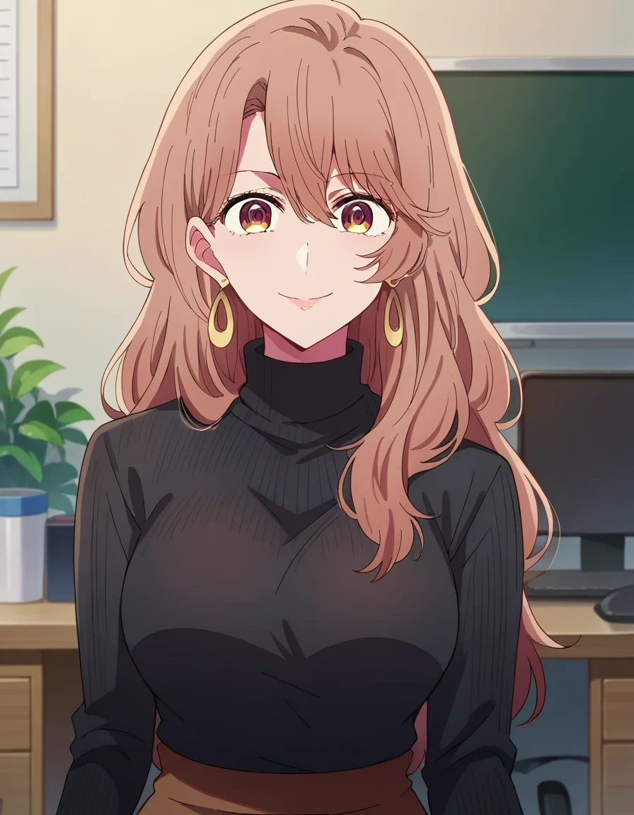 score_9, score_8_up, score_7_up, source_anime,
miyakosaitou, <lora:miyako-saitou-s1-ponyxl-lora-nochekaiser:1>,
miyako saitou, long hair, brown hair, brown eyes,
jewelry, earrings, sweater, turtleneck, hoop earrings, black sweater,
indoors, office, smile,
looking at viewer, dutch angle, cowboy shot,