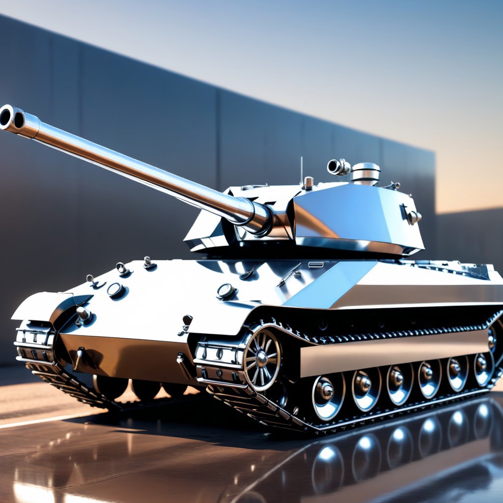 a Tank made out of Jed-Steel, masterpiece, wallpaper engine, octane render ,  <lora:PolishedSteelStyle:0.7>
