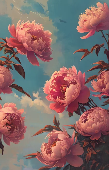 masterpiece,best quality,<lora:tbh326-sdxl:0.9>,illustration,style of Alena Aenami decaying peonies