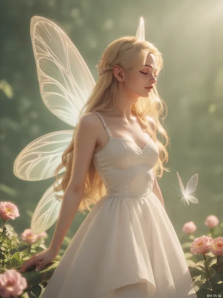 score_9, score_8_up, score_7_up, score_6_up, score_5_up, score_4_up, 1girl, <lora:dr34mc0r3XLP:0.6> dr34mc0r3, long hair, white dress, fairy wings