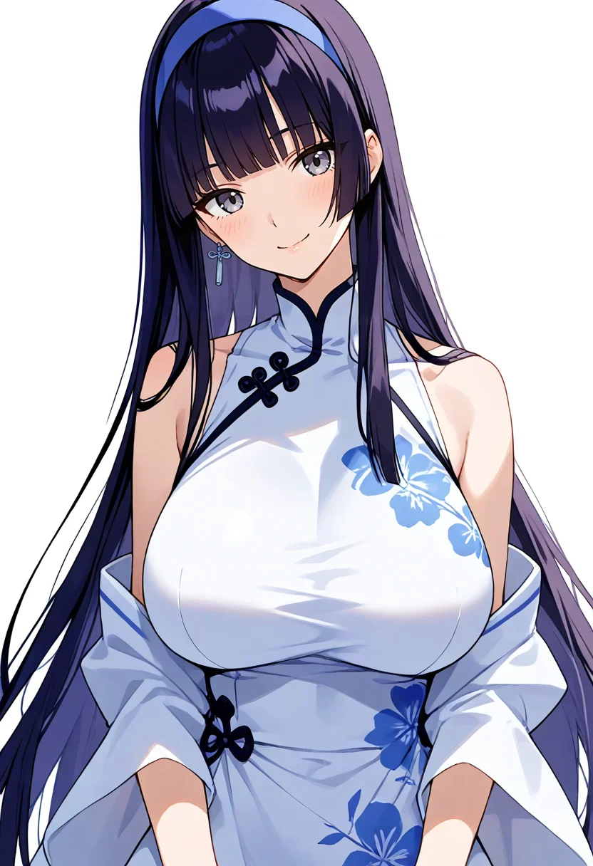score_9, source_anime,score_8_up, score_7_up,highres, absurdres,
1girl,
<lora:Hyper-SDXL-8steps-lora:1>
<lora:age_slider_v4:2>
<lora:SDXL_gyumi929_p:0.7>solo 
gyumi, purple hair, blunt bangs, grey eyes, smile, blush, hairband, blue hairband, hime cut, 
long hair, 
looking at viewer, white background, simple background
china dress,long dress, head tilt, 
 looking at viewer, 
 standing, breasts, 
large breasts, upper body, 
<lora:Breast Slider - Pony_alpha1.0_rank4_noxattn_last:1>
