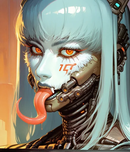 monstergirl, retroscifi, piercings, mucus, long tongue, cyborg, fur, anime
score_8_up <lora:Retroscifi-Pony1-000011:1>