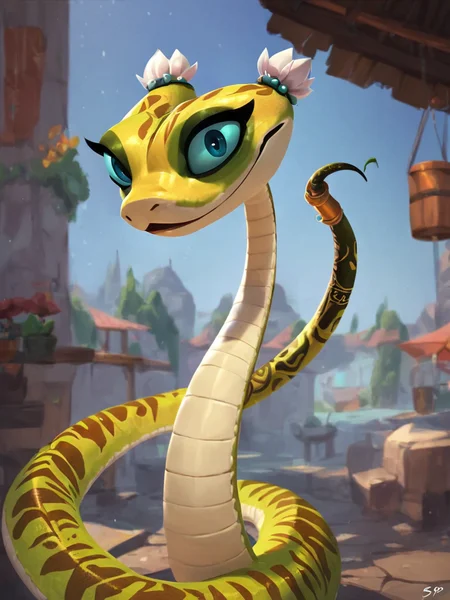 <lora:ViperPony1.1:0.75> viperkfp, snake, 1girl, furry, solo, blue eyes, animal focus, looking at viewer,furry female, score_9, score_8_up, score_7_up, score_6_up