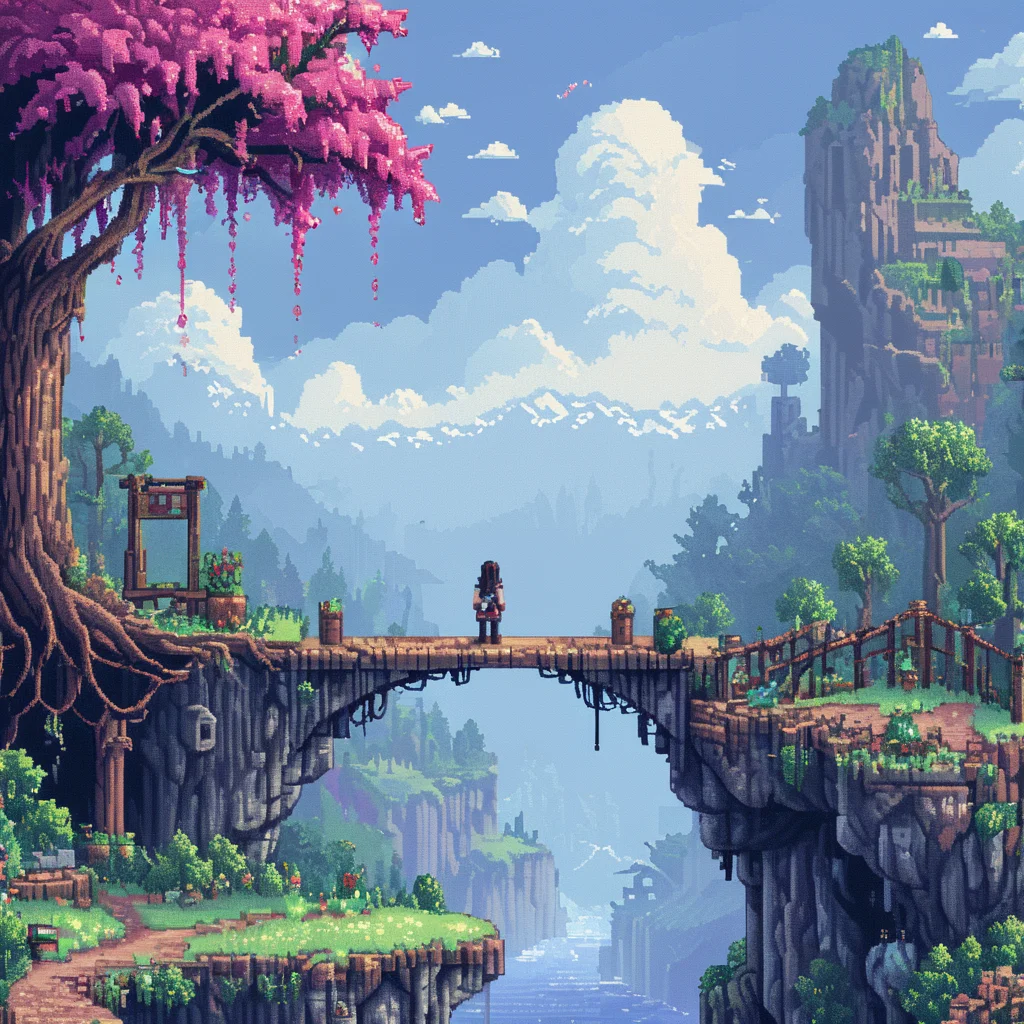 adventure atmosphere ArsMJStylePony, Pixel Art, fewP, 8bit, Pixelated <lora:ArsMJStyleSDXL_-_Pixel_Art:1>
