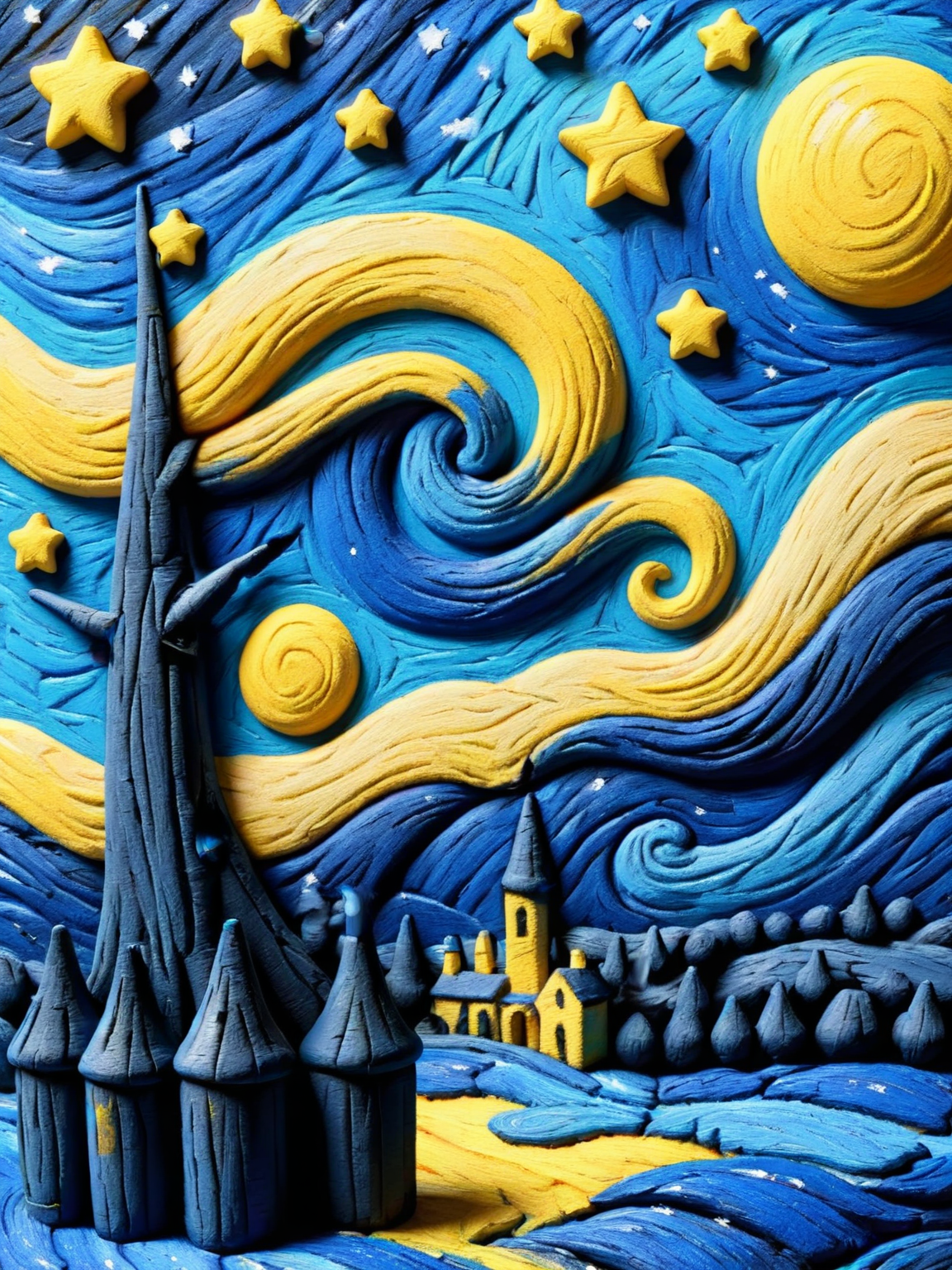 ais-crayz Starry Night by Van Gogh <lora:Kids_Crayon_Style_SDXL:1>