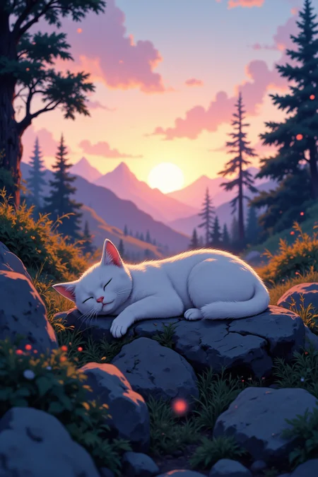 aidmafluxpro1.1, j_art
realistic, solo, cat, cute, sleeping, light_particles, nature, mountain, depth of field, the best quality, amazing quality, high quality, masterpiece