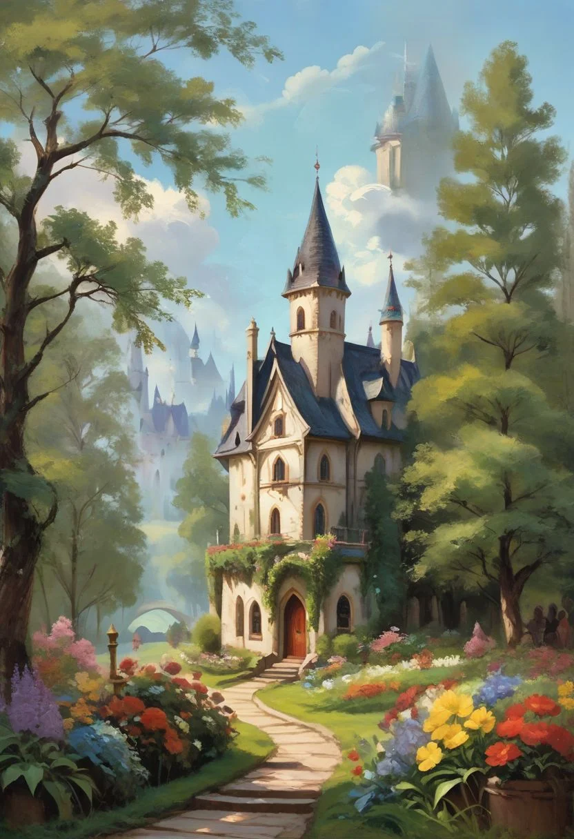 score_9, score_8_up, score_7_up, oil painting,
35mm photography, highly detailed, high detail, sharp focus, outdoor, beautiful scenery, castle, trees, flower,