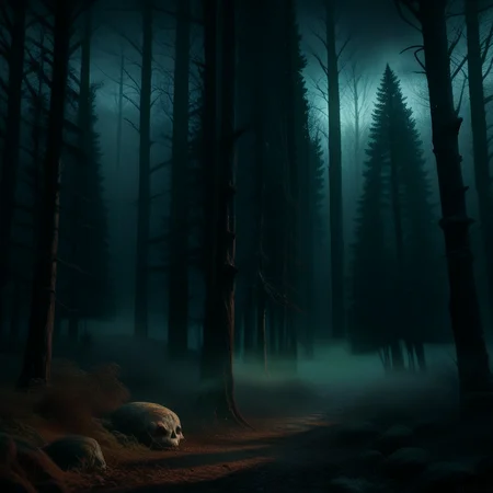 score_9, score_8_up, score_7, (Detailed spooky forest:1.4), (tree stumps in background), (old spooky forest in background), (soft low lighting:1.3), (black sky:1.4), (extremely foggy:1.5), Break, (Realistic photograph), (8KHD), (painstakingly detailed),