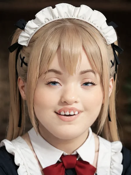 score_9, score_8_up, score_7_up, score_6_up, score_5_up, score_4_up, BREAK <lora:LeviosaA:0.9>, leviosaa, face, marie rose, smile, maid dress