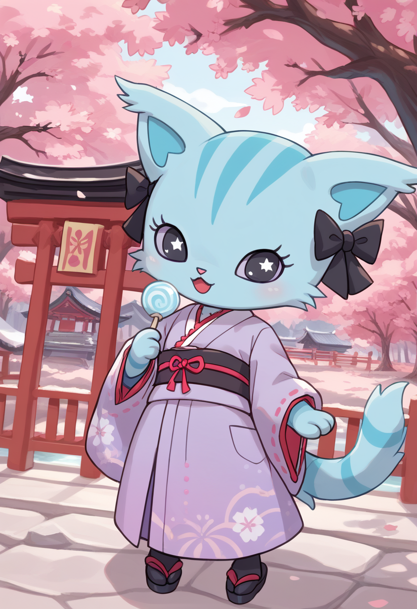 score_9, score_8_up, score_7_up, score_6_up, score_5_up, BREAK
chelsea, japanese clothes, cotton candy, kimono, solo, cat, open mouth, sash, furry, chibi, feral, hair bow, colored sclera, shrine, sakura trees, 1 girl, solo