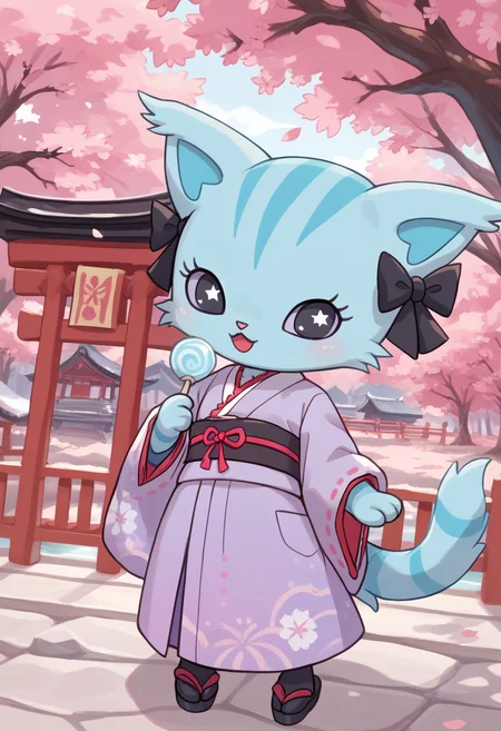 score_9, score_8_up, score_7_up, score_6_up, score_5_up, BREAK
chelsea, japanese clothes, cotton candy, kimono, solo, cat, open mouth, sash, furry, chibi, feral, hair bow, colored sclera, shrine, sakura trees, 1 girl, solo