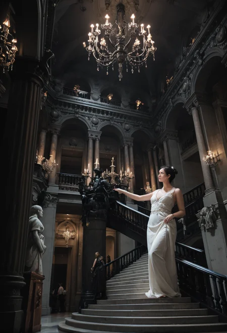 ,ruanyi0762,chandelier,statue,indoors,pillar,stairs,<lora:0762 opera house_v1_pony:1>, score_9,score_8_up,score_7_up,,8k,1girl,solo,