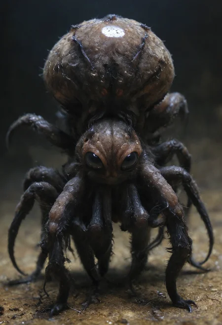 a new animal, hybrid between a creepy black (octopus:1.1) and a spider tarantula, Sci-Fi Naturalism Fusion, <lora:zavy-cntrst-sdxl:1>, <lora:MJ52:0.2>