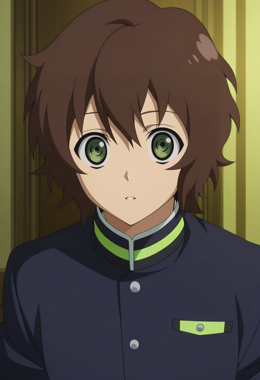 masterpiece, best quality, intricate details, anime screencap, anime coloring, official style, looking at viewer, 1boy, solo, male focus, <lora:yoichi_saotome_ilxl:0.96>, yoichi_saotome, brown hair, green eyes, short hair, ,