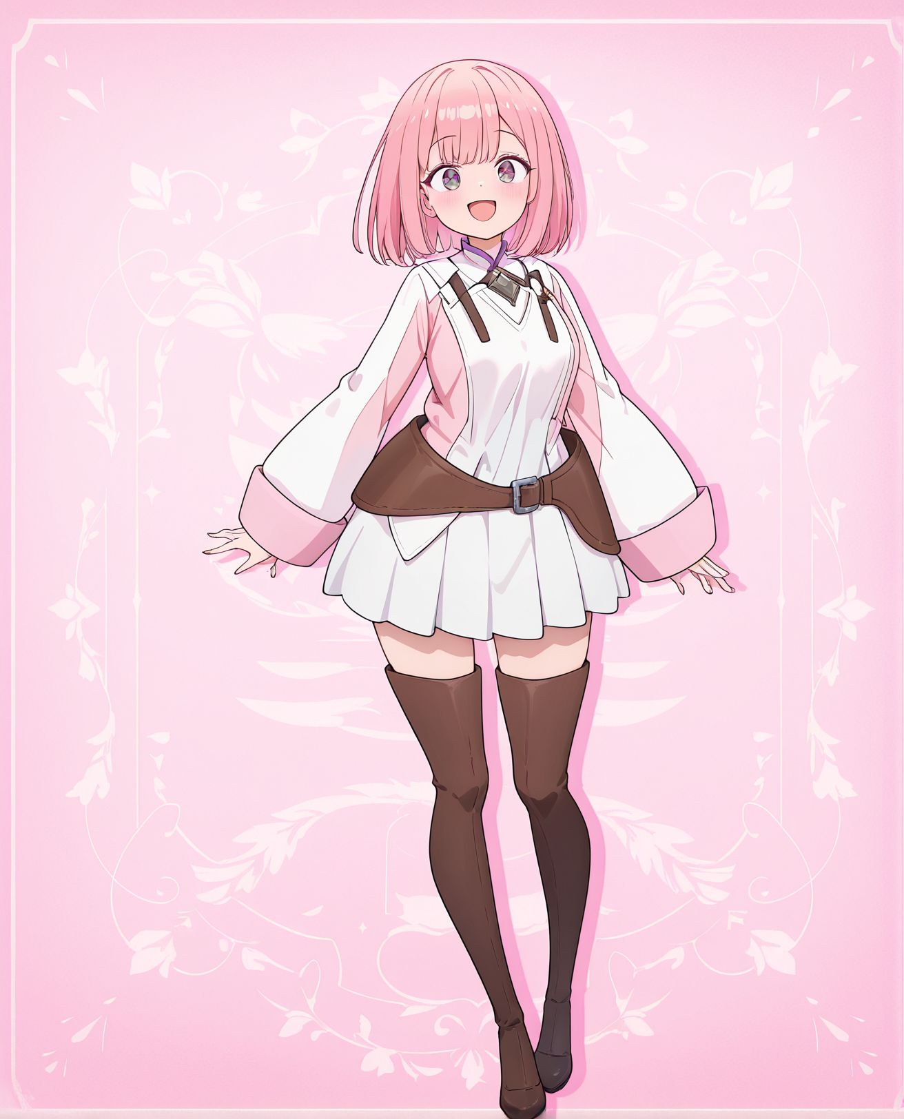 masterpiece,best quality,amazing quality,very aesthetic,absurdres,newest, huge filesize,
<lora:spo_sdxl_10ep_4k-data_lora_webui:0.5>,anime coloring, anime screenshot, flat color, 
<lora:add-detail-xl:1>
<lora:girumasu:1>girumasuV1,
g_lululee,
1girl,
solo,
thighhighs,
pink hair,
smile,
open mouth,
full body,standing,