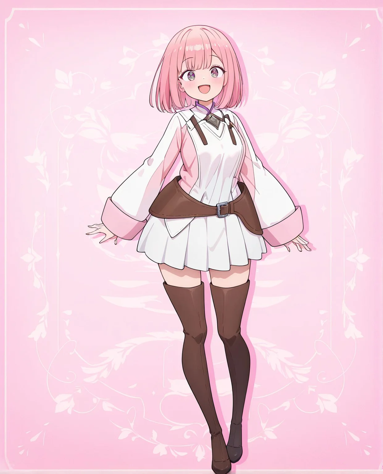 masterpiece,best quality,amazing quality,very aesthetic,absurdres,newest, huge filesize,
<lora:spo_sdxl_10ep_4k-data_lora_webui:0.5>,anime coloring, anime screenshot, flat color, 
<lora:add-detail-xl:1>
<lora:girumasu:1>girumasuV1,
g_lululee,
1girl,
solo,
thighhighs,
pink hair,
smile,
open mouth,
full body,standing,