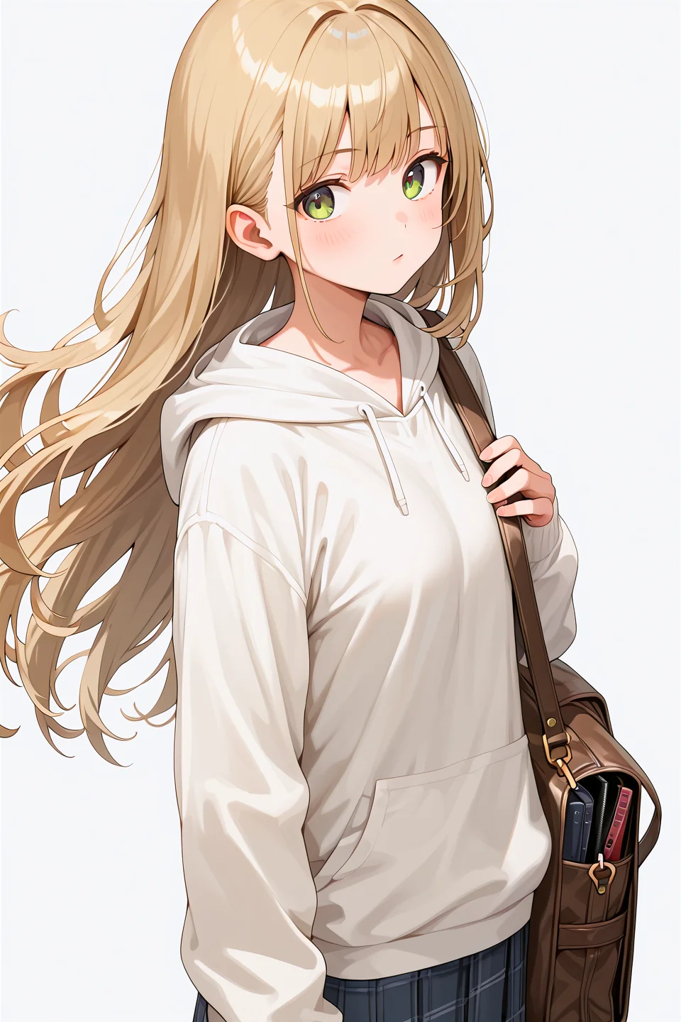 score_9,  best quality,(white background,simple background:1.2),
1girl,solo,bag,