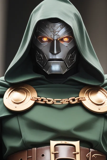 score_9, score_8_up, score_7_up, masterpiece, high quality
<lora:Doctor DoomPonyLora:1> 1boy, hood, cape, belt, armor, cloak, mask, gauntlets, glowing eyes, thunder, close up face portrait