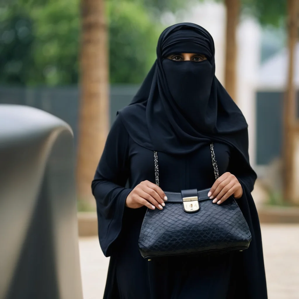 cinematic film still of <lora:burqa:1>
a woman in a black burqa and a purse burqa style, shallow depth of field, vignette, highly detailed, high budget, bokeh, cinemascope, moody, epic, gorgeous, film grain, grainy