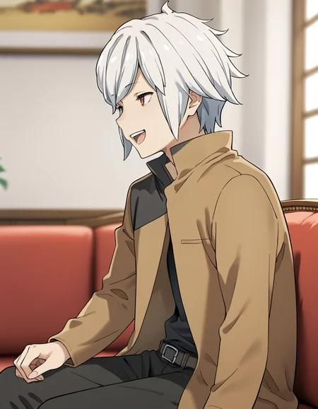 score_9, score_8_up, score_7_up, source_anime, BREAK
1boy, solo, blurry background, indoors, sofa, from side, laughing, half closed eyes,
bell cranel, short hair, white hair, spiky hair, red eyes,
casual outfit, brown jacket, black shirt, long sleeves, belt, black pants,
<lora:bell_cranel_anime-soralz:1>