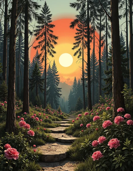 nmskyrim, Bright design, highly detailed, Still Life, (Gray theme:0.7) , As the sun begins to set, a forest comes alive with the sounds of birds singing and leaves rustling in the gentle breeze. The trees are made of lush green grass, and the air is filled with the sweet scent of blooming flowers. Embroidery, pixiv