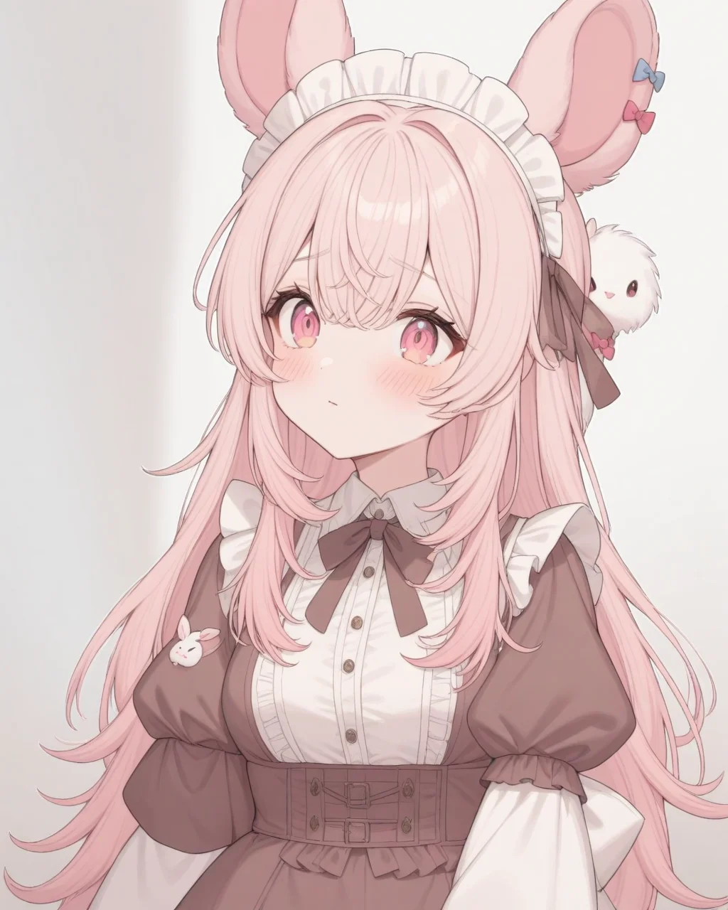 pipchilla, rabbit girl, rabbit ears, rabbit, pink hair, pink eyes,
rabbit, maid outfit,
<lora:PIPCHILLA-XL-t1:0.6>,, masterpiece, best quality, very aesthetic, absurdres