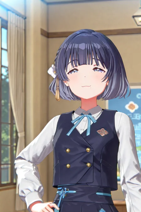 shiny skin, posing, 
<lora:gaku3d.il:1.0>,
gaku3d,
misuzu, 
half-closed eyes, smug,