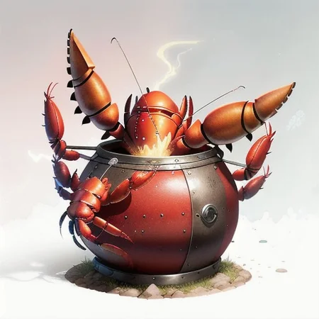 MagicItem_v1 <lora:MagicItem_v1:1> white background,
masterpiece, professional quality, (large sealed iron barrel:1.2) with hidden catch, (giant lobster transformation:1.3), intricate levers, underwater scene, glowing eyelike fixtures, (mysterious aura:1.1), detailed textures, fantasy art, by (Frank Frazetta:1.2), dramatic lighting, high detail, vibrant colors, dynamic composition
masterpiece, professional quality