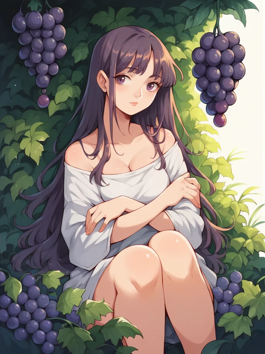 source_anime, score_9, score_8_up, score_7_up, score_6_up, score_5_up, <lora:h31k4l4XLP:1> h31k4l4, solo, curvy, grapes, long hair,