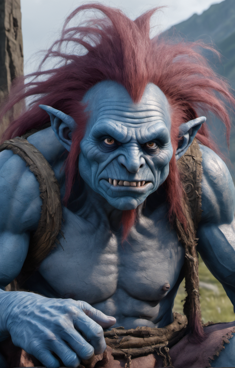 troll sitting , very detailed face, blue skin, white eyes, moody, epic, shot on Kodak Vision3

,(intricate details), (hyperdetailed), 8k hdr, high detailed, lot of details, high quality, soft cinematic light, dramatic atmosphere, atmospheric perspective
