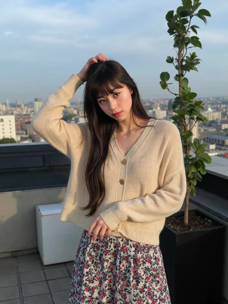 There are wonderful studio lights and various reflections,
18yo beautiful cute girl with blushing and female orgasm.skin naturally showing the texture of blood vessels and detailed pale skin,
--,
<lora:Nakajo_Ayami_f1:1>,she is Nakajo Ayami,
(Knit_cardigan:1.4),(Printed_midi_skirt:1.3),(Slip-on_sneakers:1.2), a elegant girl posing,Cornrows Hair,gradient hair,a city rooftop apiary,epic Detailed illustration vibrant extremely hyper aesthetic,Phase One XF IQ4 150MP,key light,, #ä¼é
åå¸èæ¯