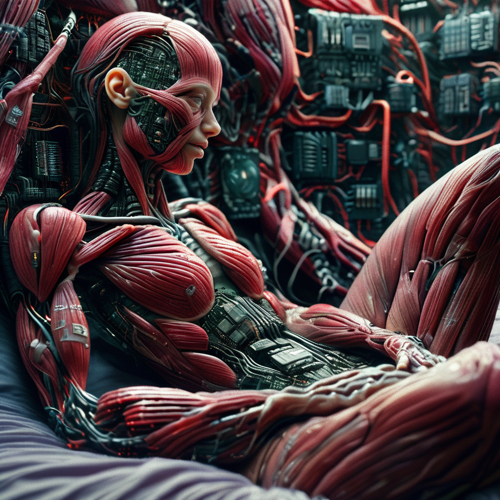 cyberanatomy girl in bed, very detailed, photorealistic, dark and expressive, cinematic<lora:cyberanatomy:1>