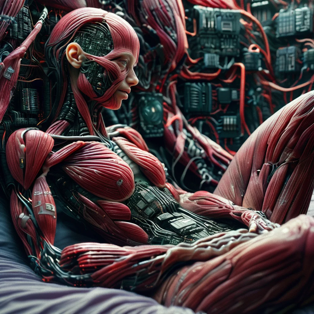 cyberanatomy girl in bed, very detailed, photorealistic, dark and expressive, cinematic<lora:cyberanatomy:1>