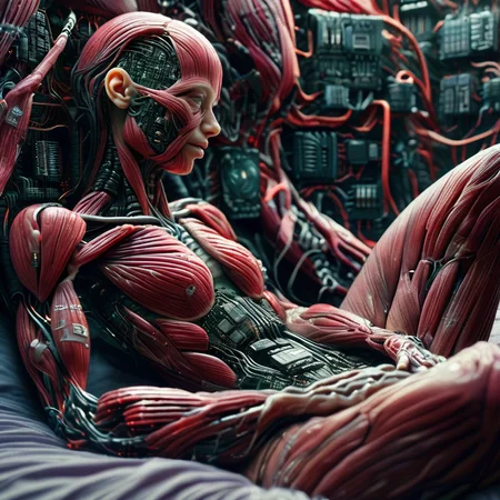 cyberanatomy girl in bed, very detailed, photorealistic, dark and expressive, cinematic<lora:cyberanatomy:1>