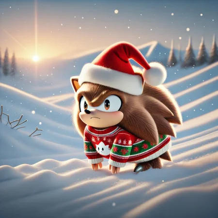 masterpiece, best quality, absurdres, animal christmas, christmas theme,
animal focus, no humans,
hedgehog, christmas hat, christmas sweater,
snow, outdoors