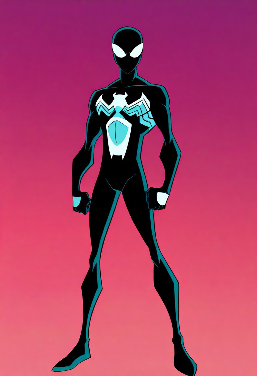 best quality, very aesthetic, absurdres, official art, male focus, 1boy, solo, black bodysuit, mask, superhero, muscular, white eyes, full body, male focus, standing, best quality, masterpiece, high quality, newest, absurd, highres, incredibly absurdres, anime screencap, simple background