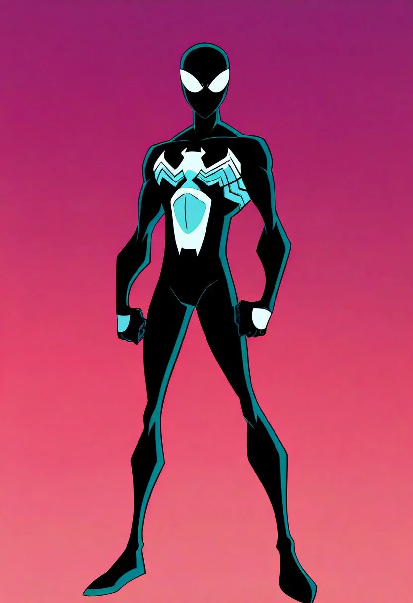 best quality, very aesthetic, absurdres, official art, male focus, 1boy, solo, black bodysuit, mask, superhero, muscular, white eyes, full body, male focus, standing, best quality, masterpiece, high quality, newest, absurd, highres, incredibly absurdres, anime screencap, simple background