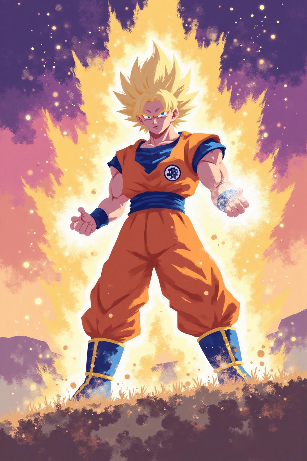 i11ustmin Super Saiyan Goku blasting with Kamehameha <lora:minimalist_flat_illustration_nbm:1.0><lora:797681826375204493:0>