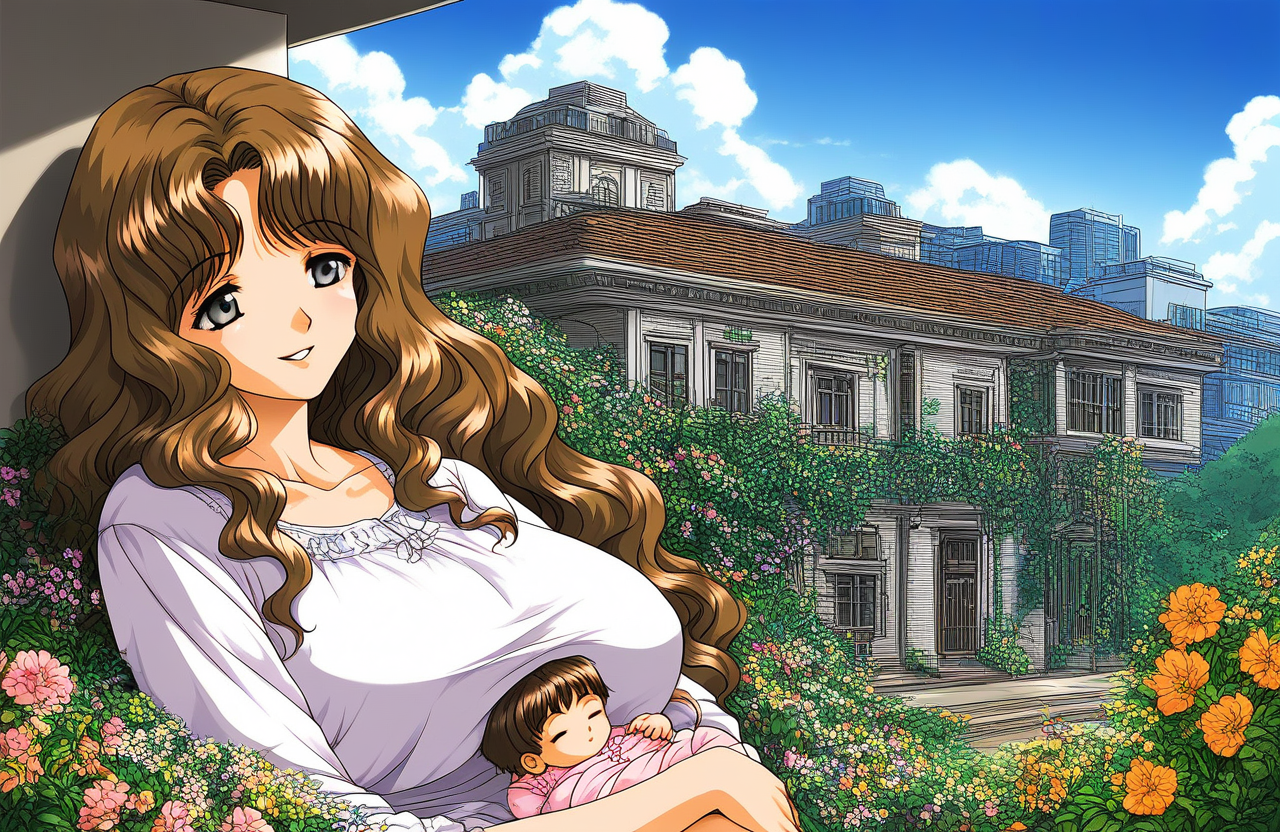 score_9, score_8_up, score_7_up, source_anime, rating_explicit, BREAK  <lora:Tsuchiya_Yuki_XL:1> TsuchiyaYuki, gray eyes, brown hair, long hair,  wavy hair, large breasts, 
day, sky, cloud, outdoors, smile,  parted lips, building,
BREAE 
holding a baby, ãshort hair, sleeping,
mother and baby;
flower, no humans, scenery, sky, cloud, day, outdoors, plant, window, building