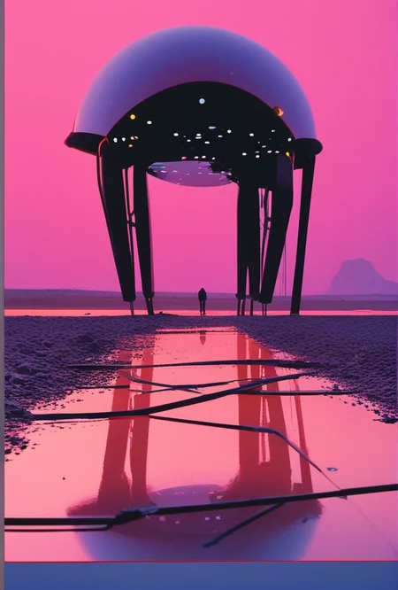 (Color resplendent analog photographic visual metaphor picturing civilization as Cybernetic Technocratic arbitrary purgatory)(evocative depth of field)(absolute sharpness)(true black point)(art of irony)(relativistic gradients)
<lora:LCM-LoRA-XL_V1:0.21>
<lora:SDXLHighDetail_v5:0.3>
<lora:MJ52:.6>
<lora:JuggerCineXL2:.6>
