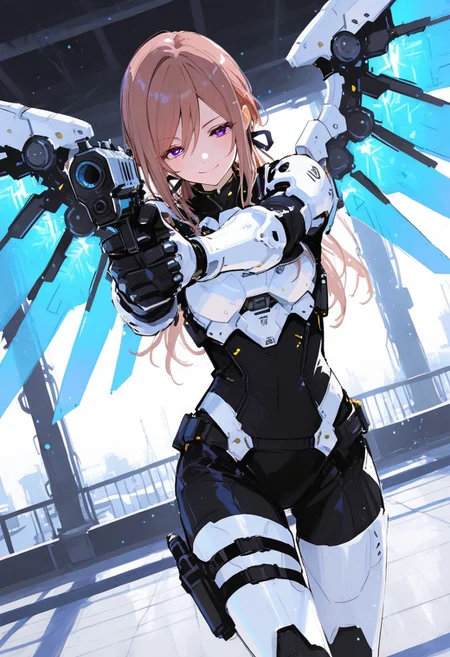 ma1ma1helmes_b_illu,sketch, 1girl, gakumas, rinami, klskx, 748cmstyle, long hair, smug, rooftop rim, aiming, thigh holster, mechanical armor, huge mechanical gun, mechanical wings,dutch angle, close-up, BREAK styling pose, fashion pose, bloom, soft lighting, BREAK perfect details, masterpiece, best quality, ultra-detailed, best illustration, high resolution, extremely detailed CG, unity 8k wallpaper, super detailed skin, perfect anatomy, detailed, cinematic lighting, dynamic lighting, light particles, abstract, beautiful detailed eyes, absurdres, very aesthetic, detailed background, depth of field