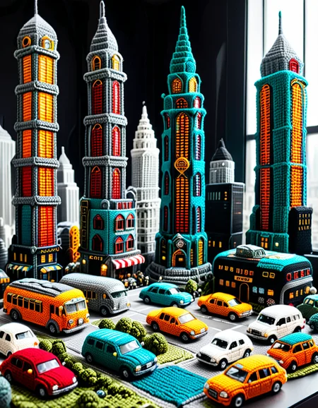 A post-apocalyptic city entirely crocheted, with skyscrapers unraveling and loose threads cascading down; vehicles and characters crocheted in mid-collapse; a melting crochet sky; intricate, textured details; surreal and haunting; symbolic of human fragility; a mix of awe and dread. <lora:SDXLFaeTastic2400:0.4> <lora:extremely_detailed:0.4> extremely detailed, <lora:cr0ch3t3d:1>,cr0ch3t3d, Masterpiece,best quality,hi res,8k,hi res,8k,award winning,(sharp focus, intricate, highly detailed),