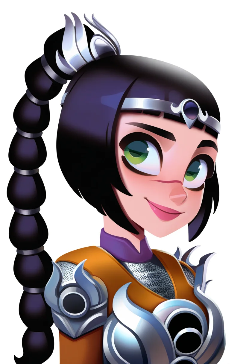 best quality, amazing quality, very aesthetic, absurdres,
BREAK
1girl, solo, shadowheart, black hair, braided ponytail, green eyes, scar on face, circlet, armor, large breasts,
smile, looking at viewer, upper body, simple background, white background, <lora:ShadowHeartIllustrious_byKonan:1>, <lora:TomacoSunderlandNoobLocon_byKonan:1>
