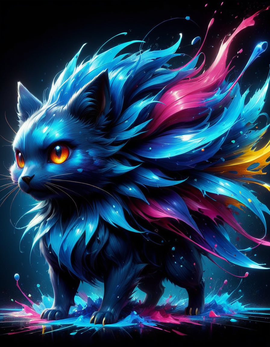 impactful paint of a (bright proton pokemon:1.1) <lora:Rainbow_Style:0.5>, highly detailed, 8k, sharp, professional, clear, high contrast, high saturated, , vivid deep blacks, crystal clear