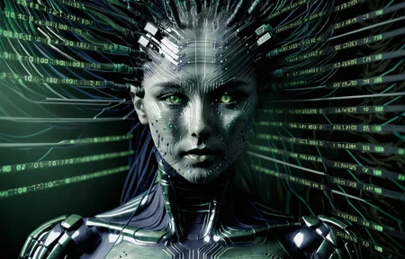 Advertising poster style cinematic film still, (scan data information overlay highlighting details of various features | giving information with faux machine code bullet points) , sleek beautiful female, experimental subject and prisoner of shodan <lora:shodan_sdxl:1> . Professional, modern, product-focused, commercial, eye-catching, highly detailed