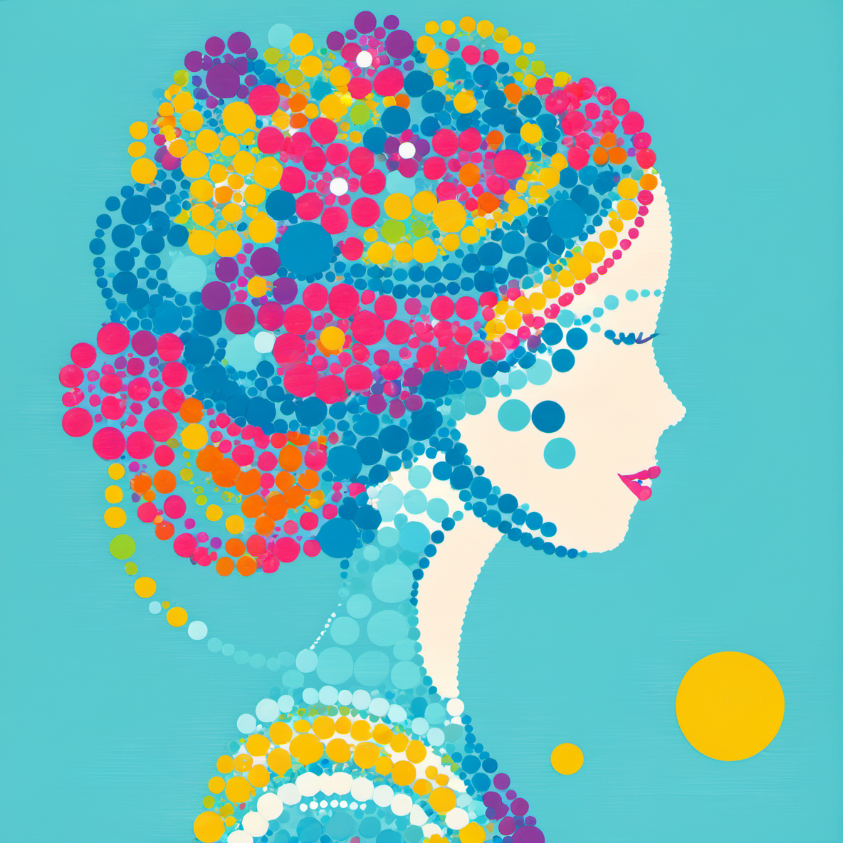 dotart, girl face, simple background, blue background, colorful,<lora:Dor_Art:1>