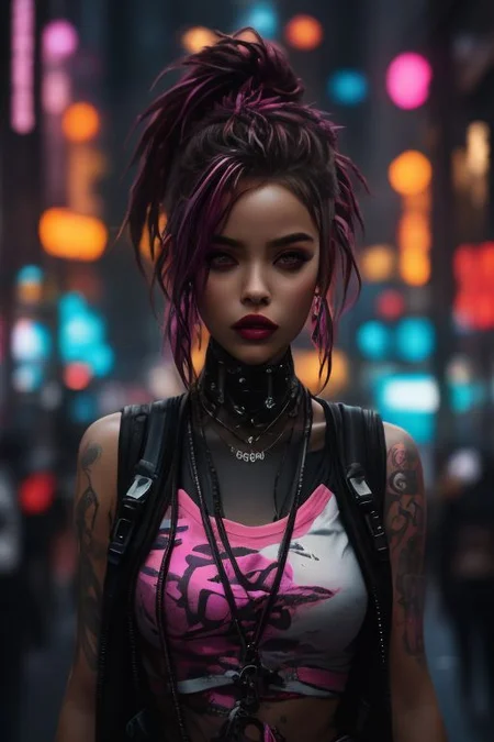 neonpunk style masterpiece, best quality,ultra_detailed,1girl, solo, half body, cyberpunk, vaporwave, neon, vibes, vibrant, stunningly beautiful, crisp, detailed, sleek, ultramodern, magenta highlights, dark purple shadows, high contrast, cinematic, ultra detailed, intricate, professional