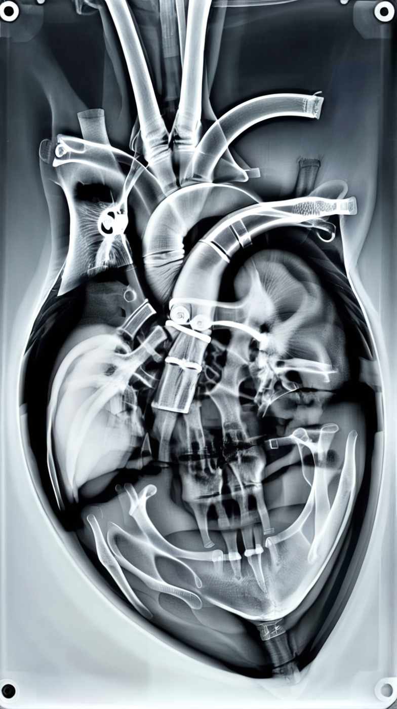 x-ray  mechanical heart <lora:xrayeffect:1>