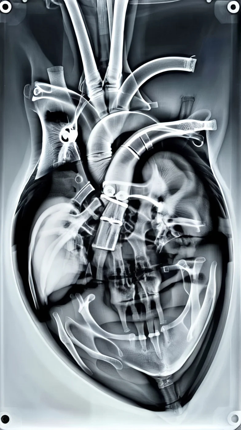 x-ray  mechanical heart <lora:xrayeffect:1>