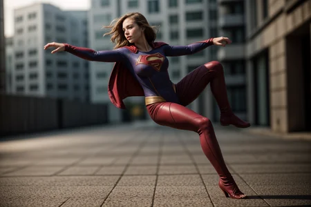DC movies,full body,photo of a 18 year old girl,supergirl,parkour,happy,ray tracing,detail shadow,shot on Fujifilm X-T4,85mm f1.2,sharp focus,depth of field,blurry background,bokeh,lens flare,motion blur,<lora:add_detail:1>,<lora:LCM_LoRA_Weights_SD15:1>,